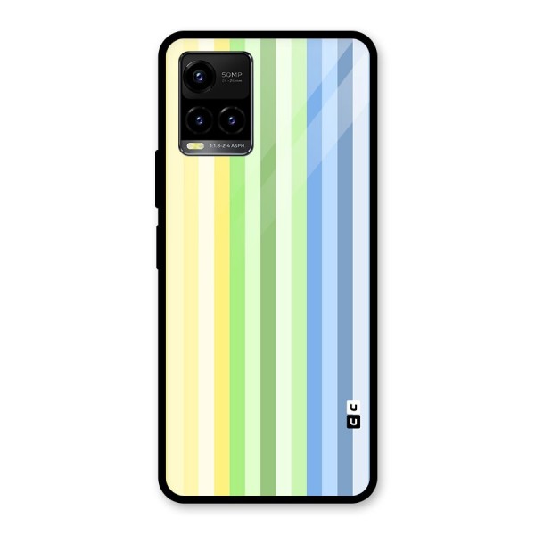 Minimal Pastel Shades Stripes Glass Back Case for Vivo Y21A