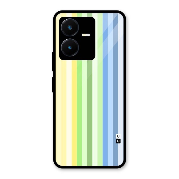 Minimal Pastel Shades Stripes Glass Back Case for Vivo Y22