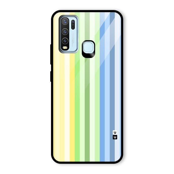 Minimal Pastel Shades Stripes Glass Back Case for Vivo Y50