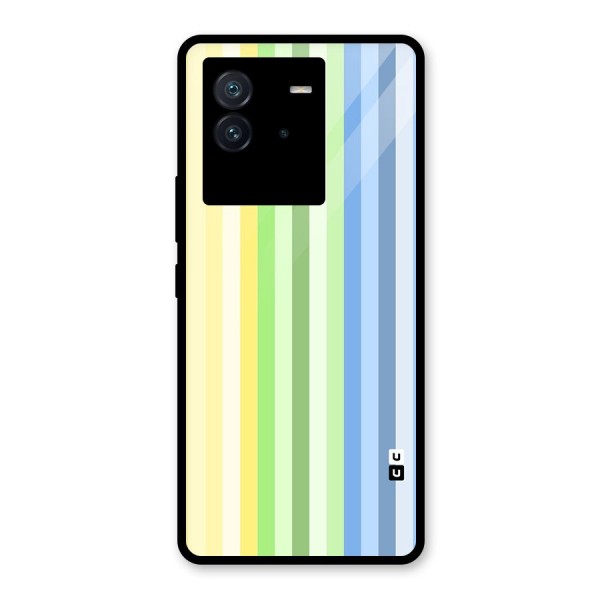 Minimal Pastel Shades Stripes Glass Back Case for Vivo iQOO Neo 6 5G