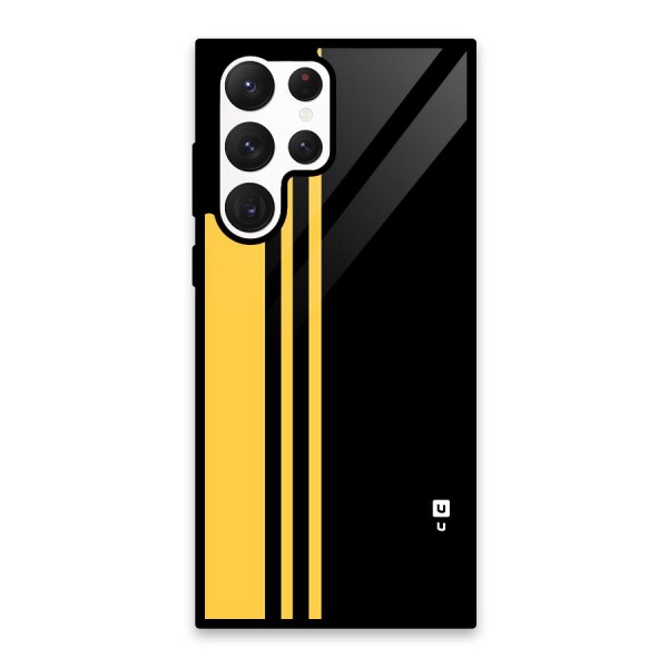 Minimal Yellow and Black Design Glass Back Case for Galaxy S22 Ultra 5G