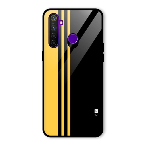 Minimal Yellow and Black Design Glass Back Case for Realme 5 Pro
