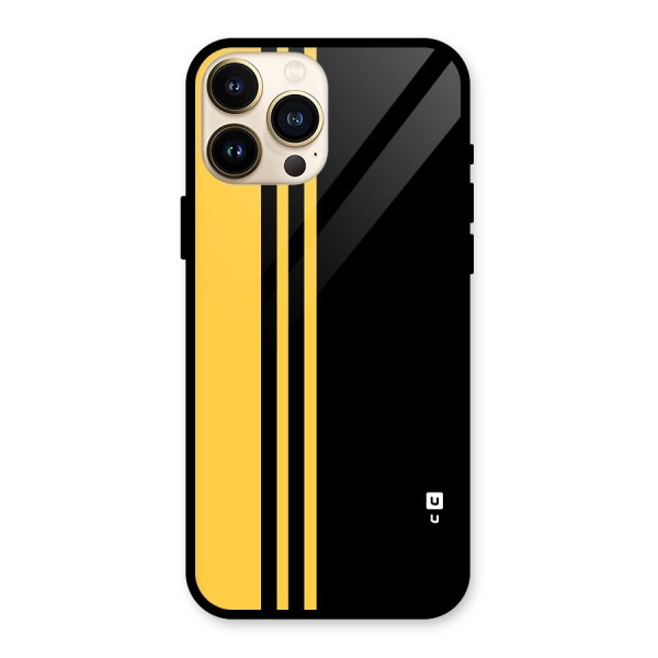 Minimal Yellow and Black Design Glass Back Case for iPhone 13 Pro Max