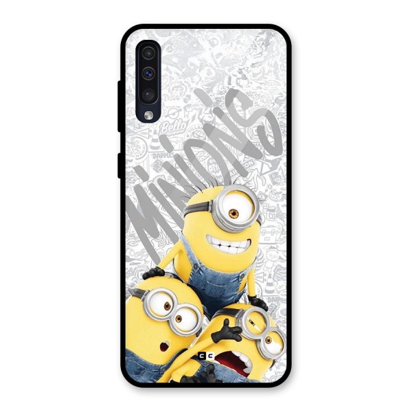 Minions Typo Glass Back Case for Galaxy A50s