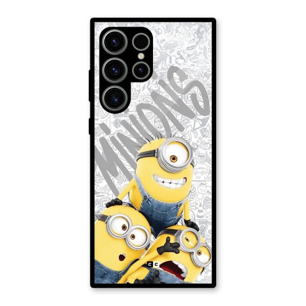 Minions Typo Glass Back Case for Galaxy S23 Ultra