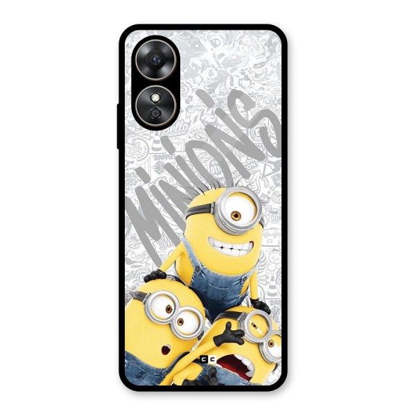 Minions Typo Glass Back Case for Oppo A17