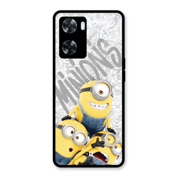 Minions Typo Glass Back Case for Oppo A77s