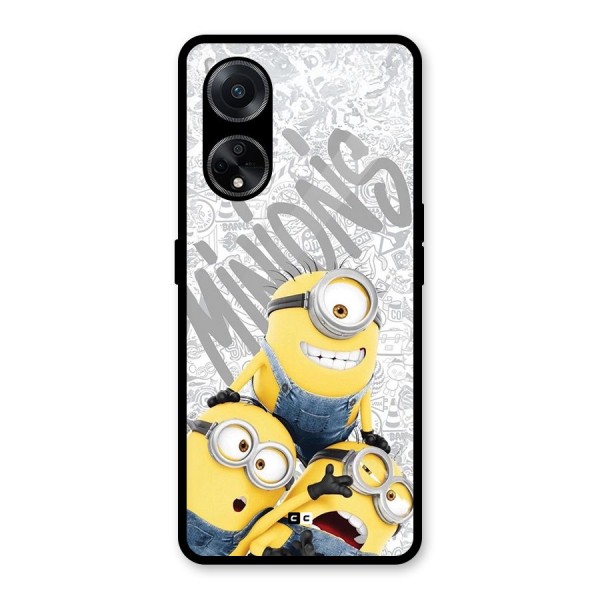 Minions Typo Glass Back Case for Oppo F23