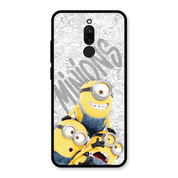 Minions Typo Glass Back Case for Redmi 8