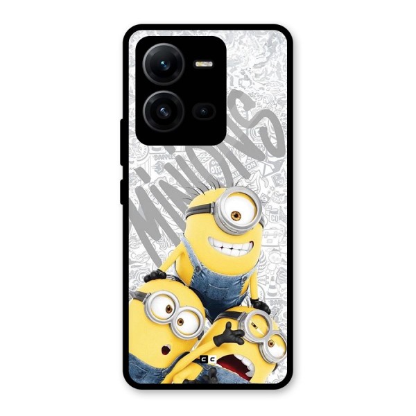 Minions Typo Glass Back Case for Vivo V25