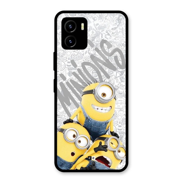 Minions Typo Glass Back Case for Vivo Y15s