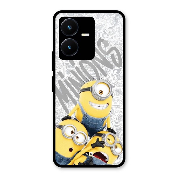 Minions Typo Glass Back Case for Vivo Y22