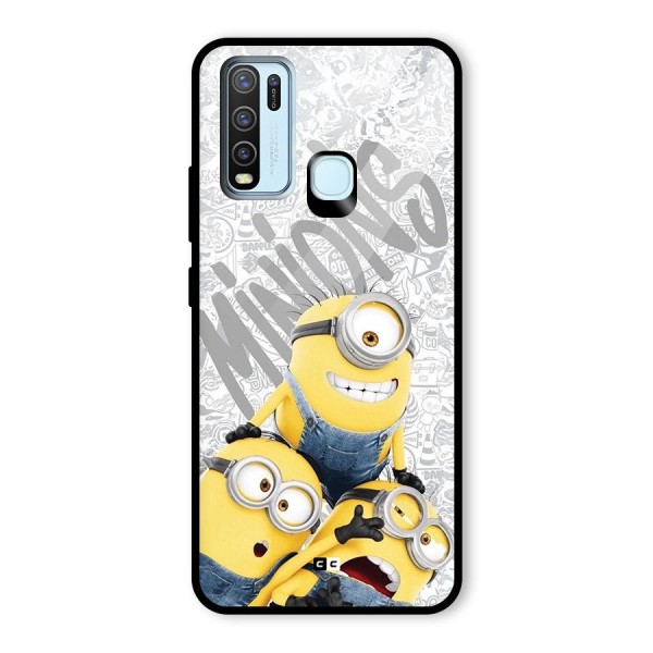 Minions Typo Glass Back Case for Vivo Y30