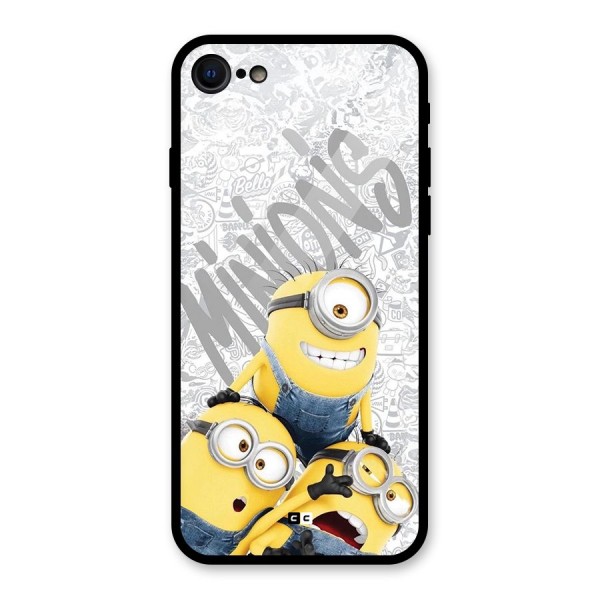 Minions Typo Glass Back Case for iPhone 8