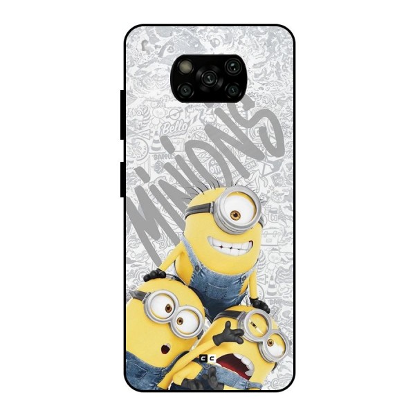 Minions Typo Metal Back Case for Poco X3