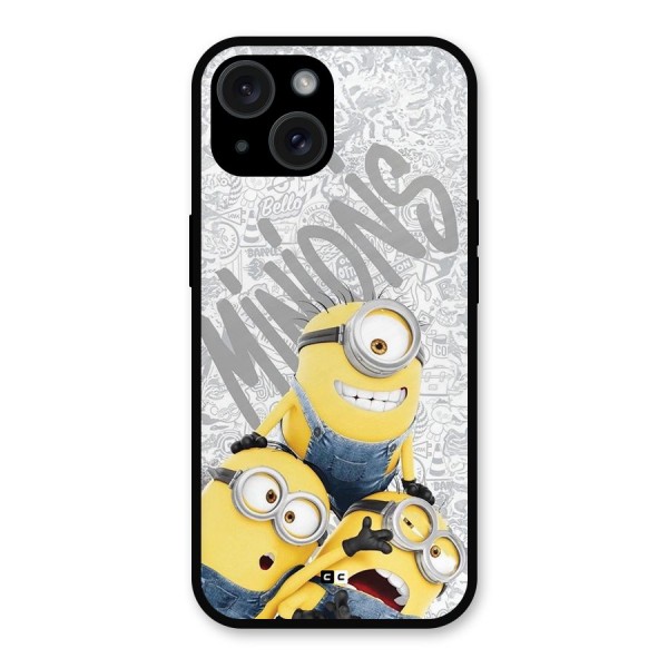 Minions Typo Metal Back Case for iPhone 15