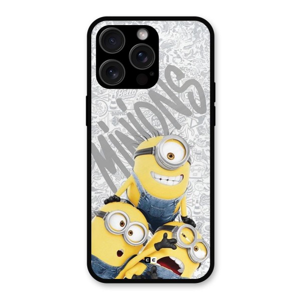 Minions Typo Metal Back Case for iPhone 15 Pro Max