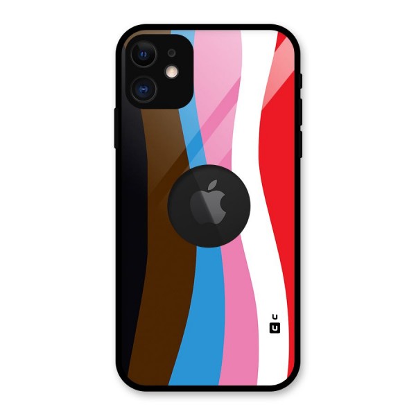 Modern Curves Glass Back Case for iPhone 11 Logo Cut