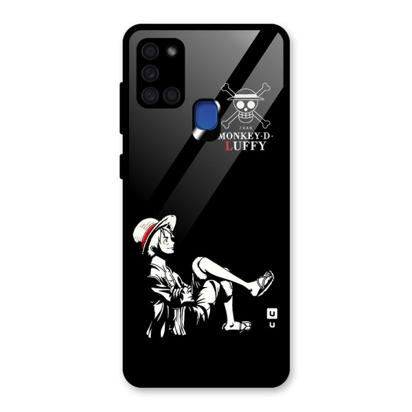 Monkey Luffy Glass Back Case for Galaxy A21s