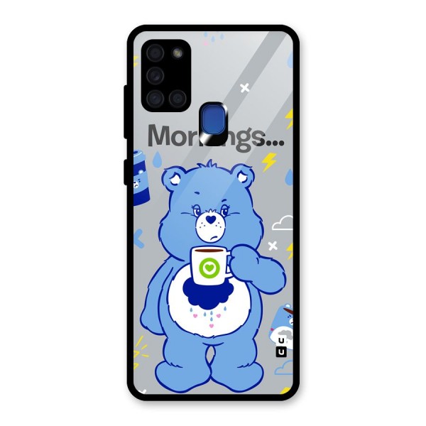 Morning Bear Glass Back Case for Galaxy A21s