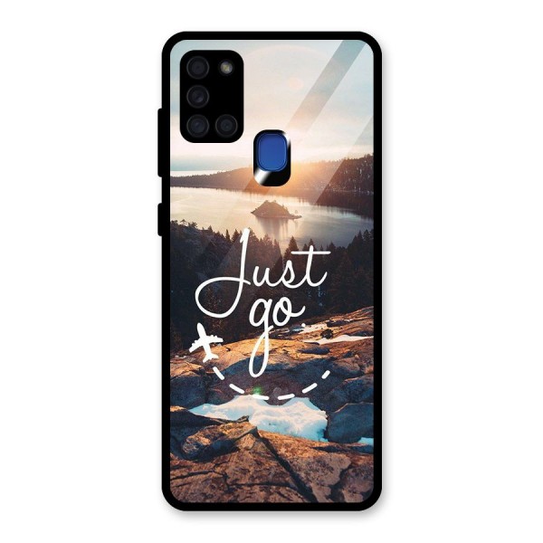 Morning Just Go Glass Back Case for Galaxy A21s