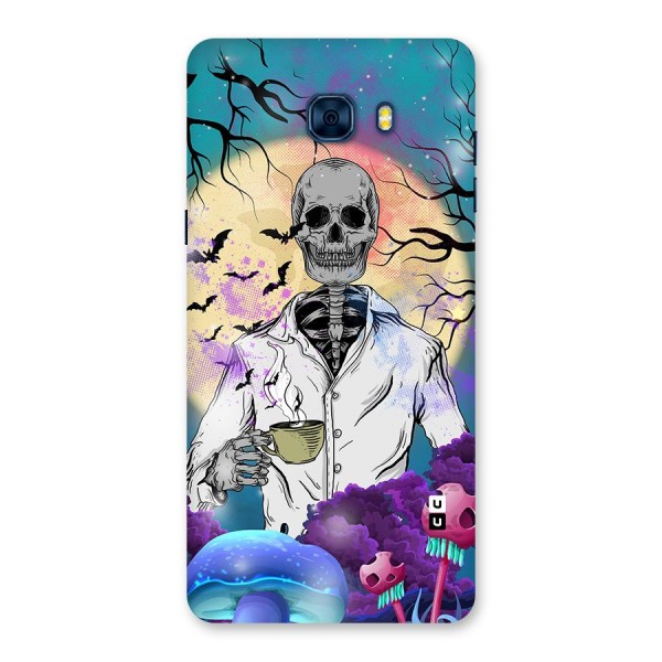 Morning Tea Skull Back Case for Galaxy C7 Pro