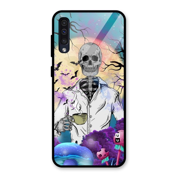 Morning Tea Skull Glass Back Case for Galaxy A50s