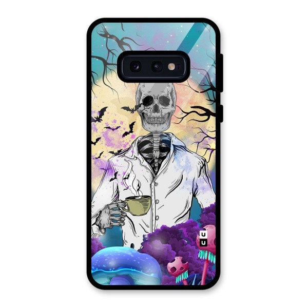 Morning Tea Skull Glass Back Case for Galaxy S10e