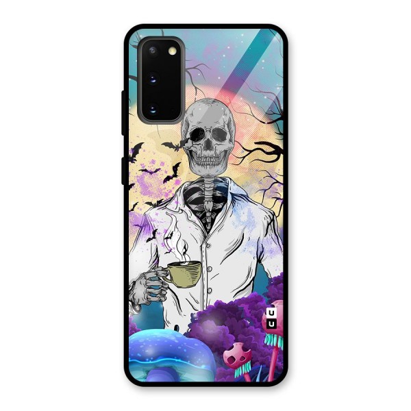 Morning Tea Skull Glass Back Case for Galaxy S20