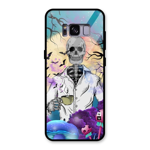 Morning Tea Skull Glass Back Case for Galaxy S8