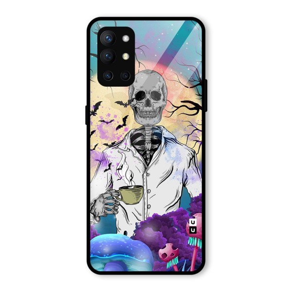 Morning Tea Skull Glass Back Case for OnePlus 9R