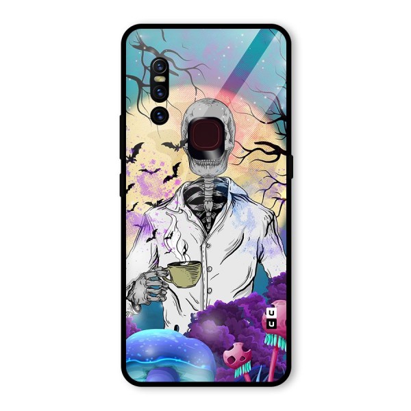 Morning Tea Skull Glass Back Case for Vivo V15