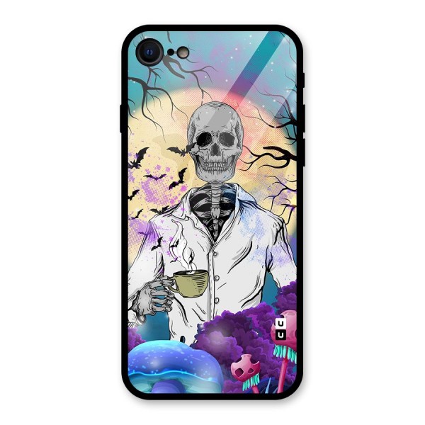 Morning Tea Skull Glass Back Case for iPhone 8