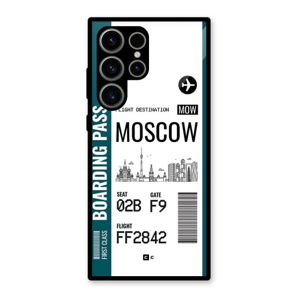 Moscow Boarding Pass Glass Back Case for Galaxy S23 Ultra