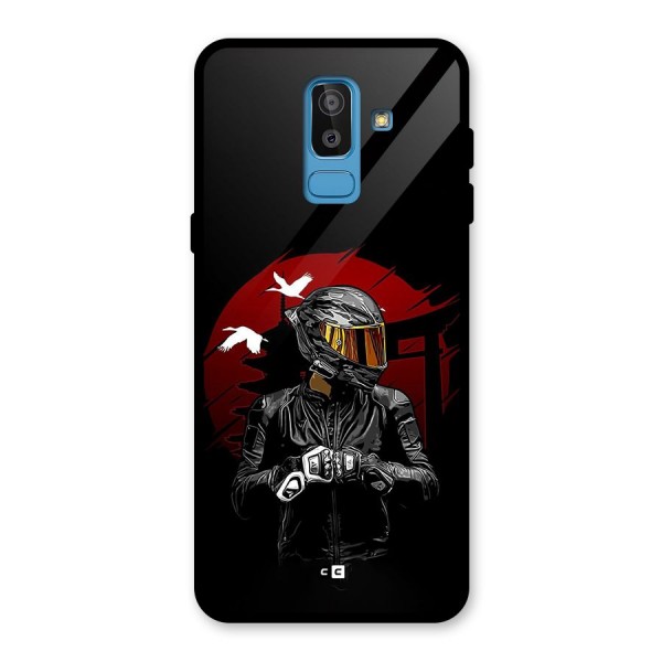 Moto Rider Ready Glass Back Case for Galaxy J8