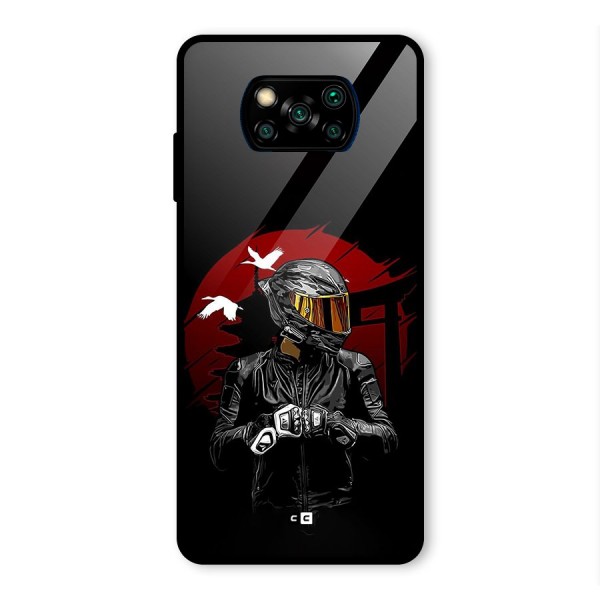 Moto Rider Ready Glass Back Case for Poco X3 Pro