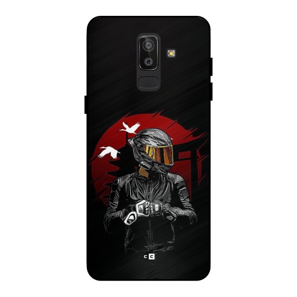 Moto Rider Ready Metal Back Case for Galaxy J8