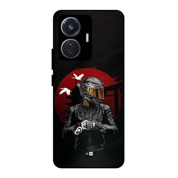 Moto Rider Ready Metal Back Case for Vivo T1 44W