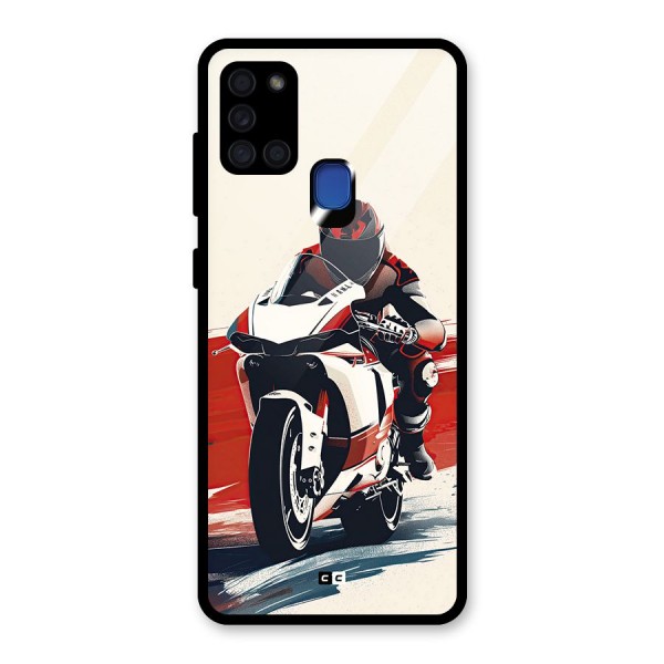 Motosport Rider Glass Back Case for Galaxy A21s