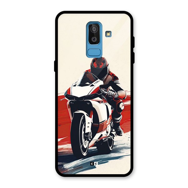 Motosport Rider Glass Back Case for Galaxy J8