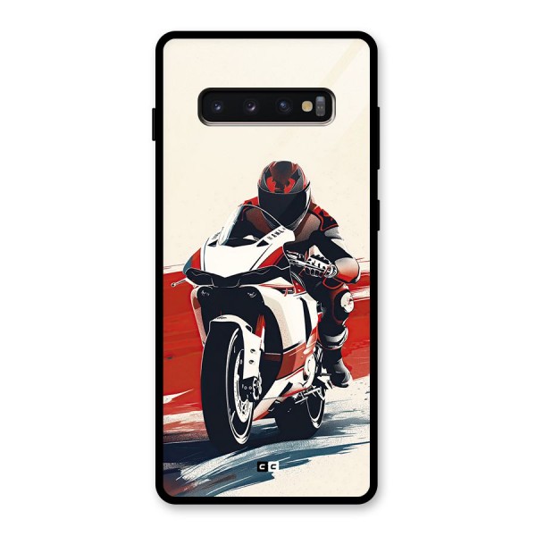 Motosport Rider Glass Back Case for Galaxy S10 Plus