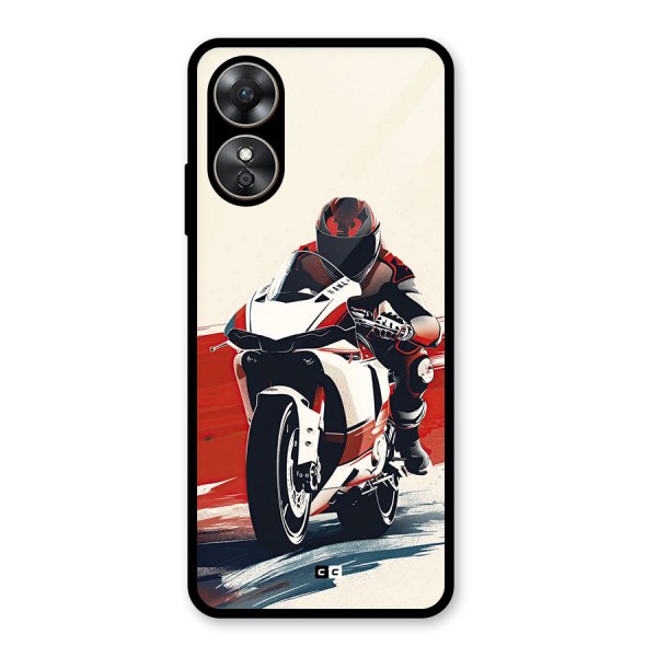 Motosport Rider Glass Back Case for Oppo A17