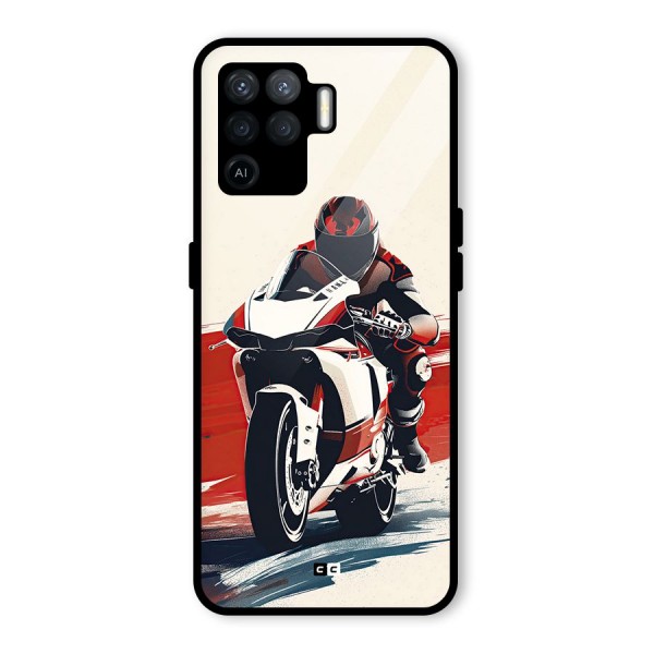 Motosport Rider Glass Back Case for Oppo F19 Pro