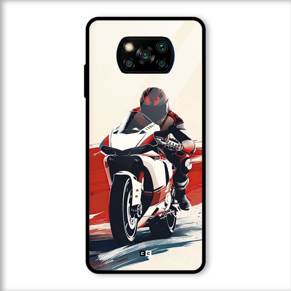 Motosport Rider Glass Back Case for Poco X3