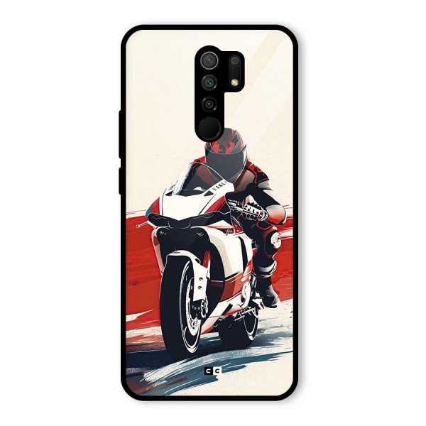 Motosport Rider Glass Back Case for Redmi 9 Prime