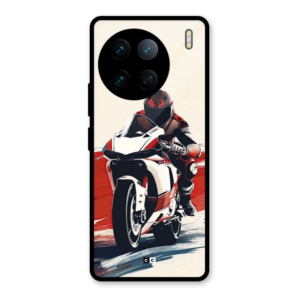 Motosport Rider Glass Back Case for Vivo X90 Pro