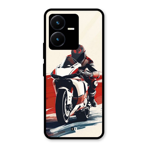 Motosport Rider Glass Back Case for Vivo Y22