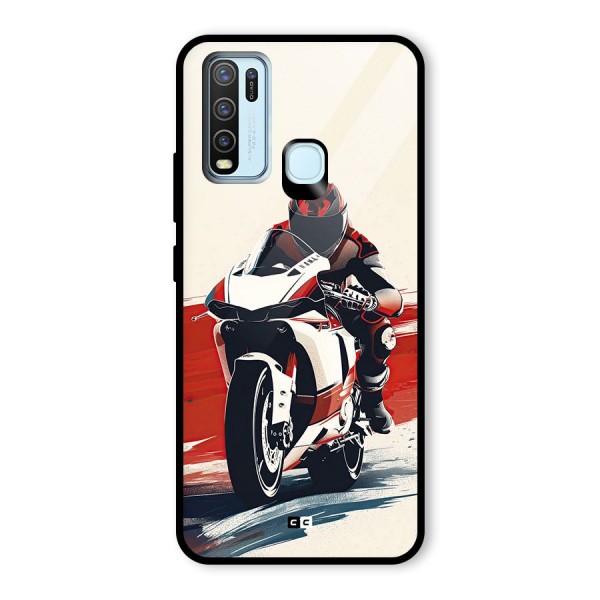 Motosport Rider Glass Back Case for Vivo Y30