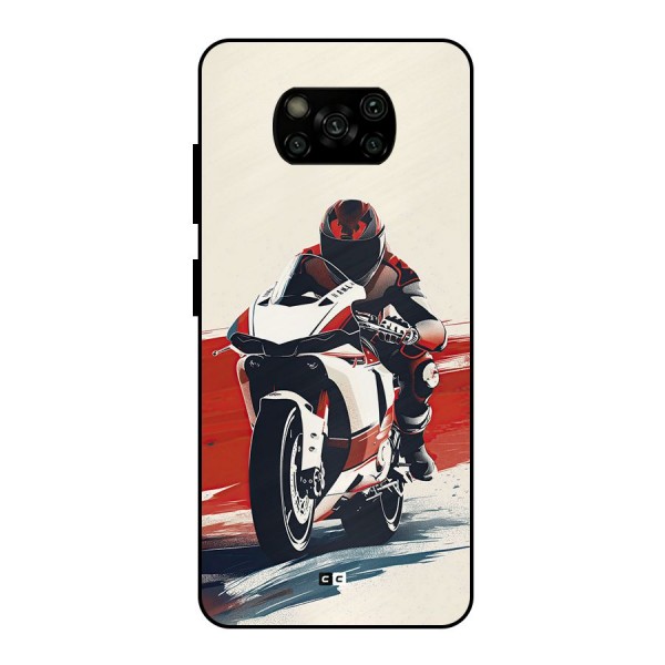 Motosport Rider Metal Back Case for Poco X3