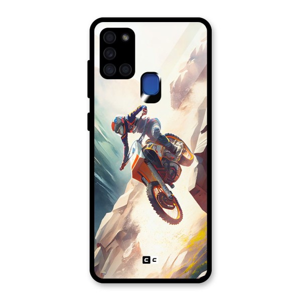 Mountain Biker Glass Back Case for Galaxy A21s